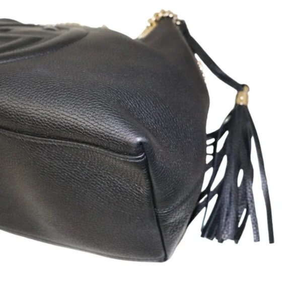 GUCCI Soho Interlocking G Chain Bag Shoulder Tote Leather Black - Picture 5 of 9